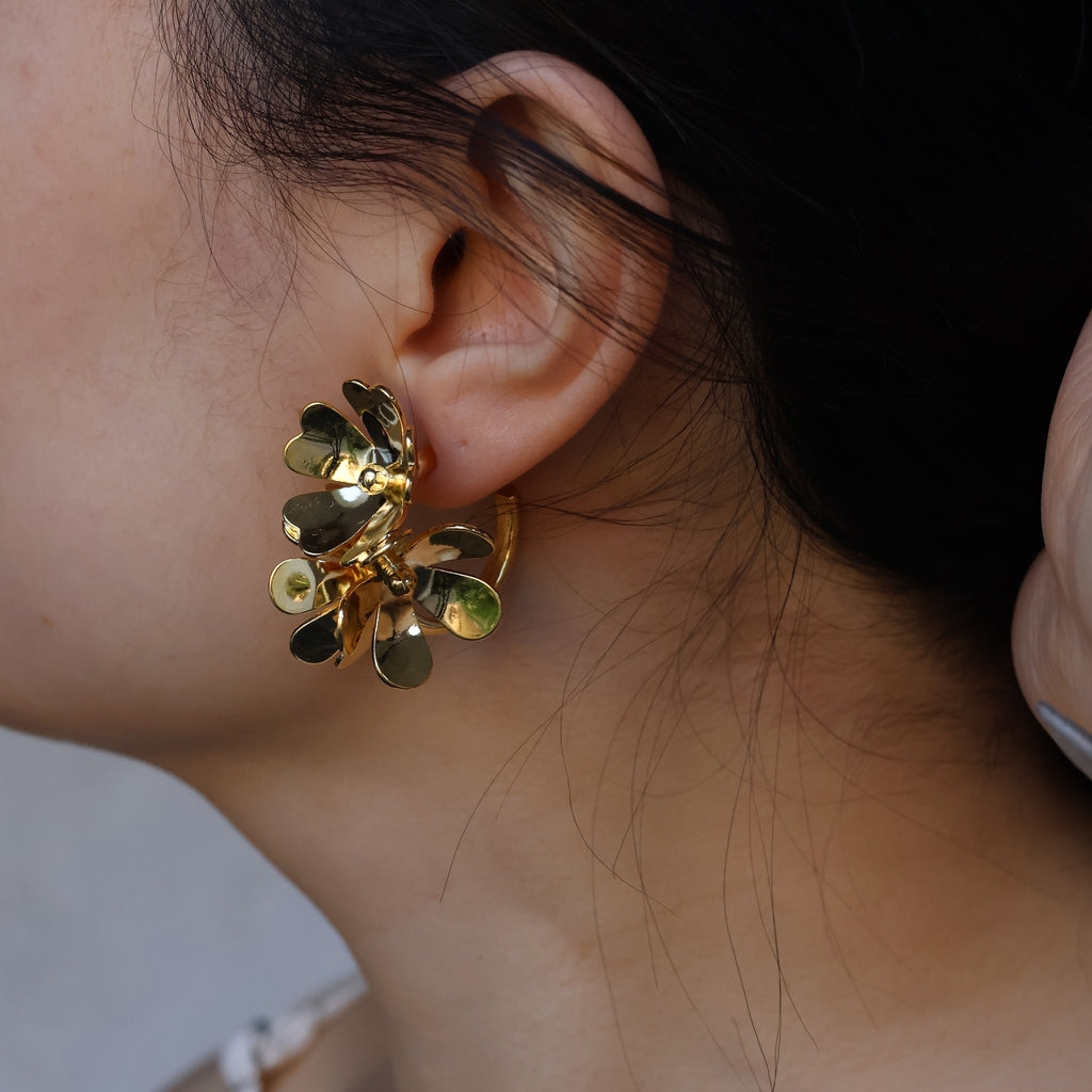 Statement Oversize Flower Petal Hoop Earrings