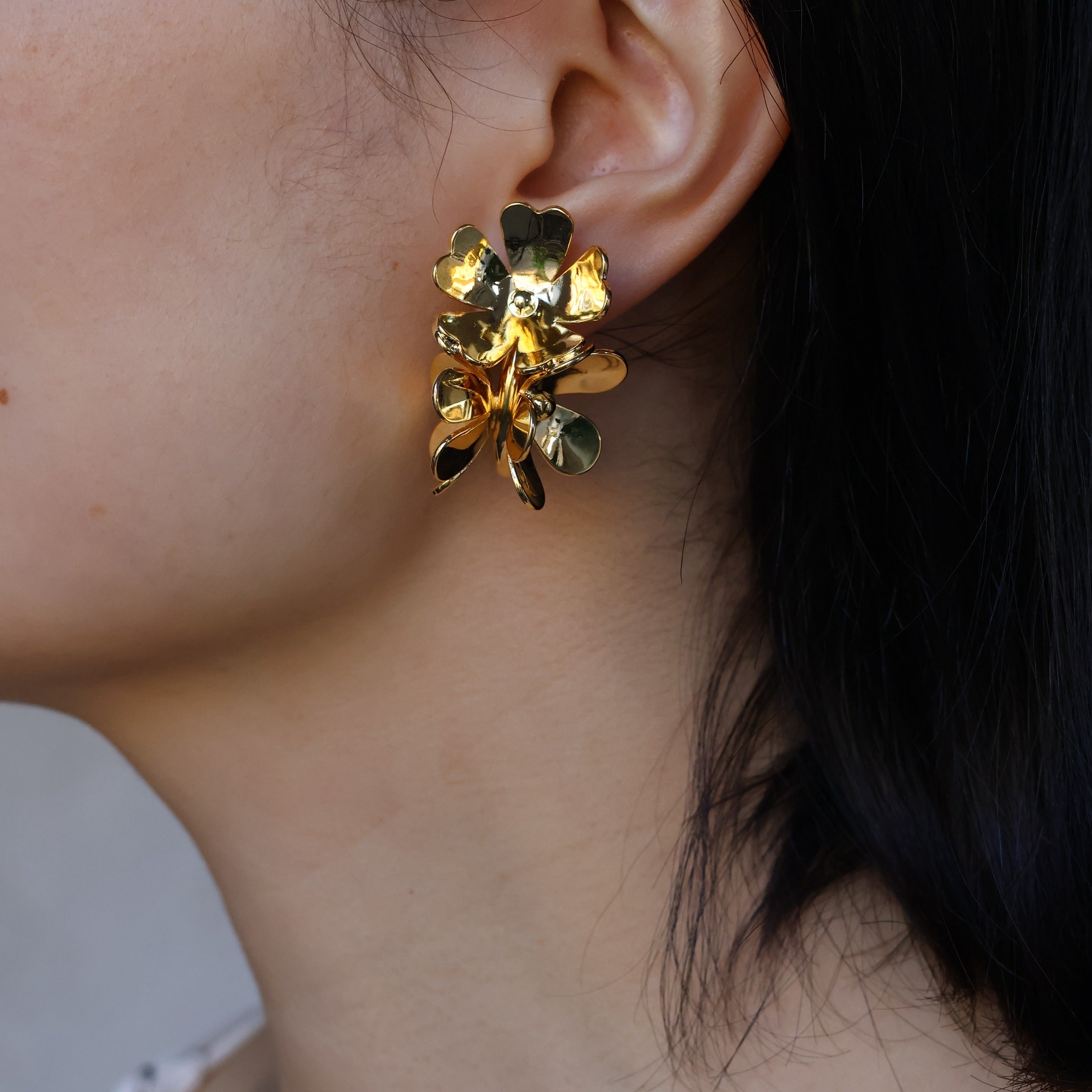 Statement Oversize Flower Petal Hoop Earrings