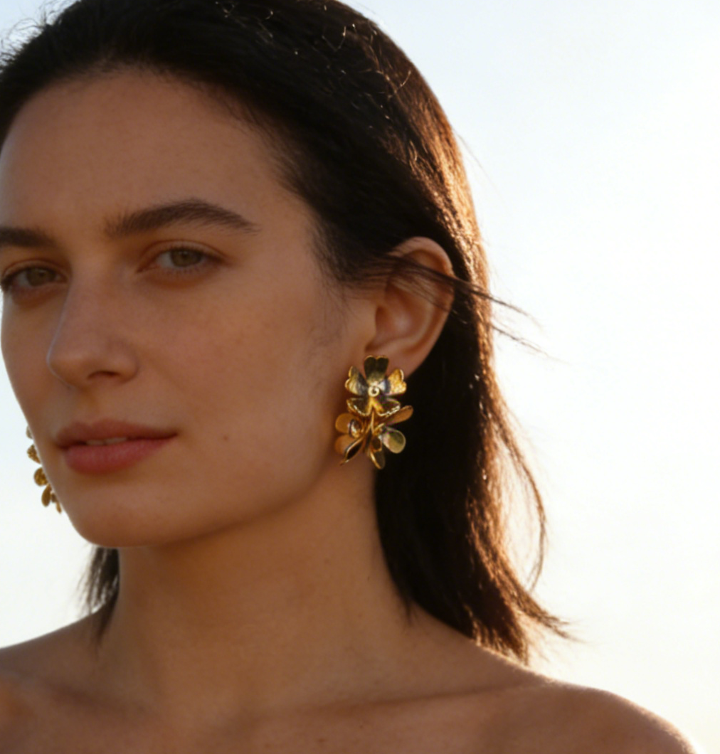 Statement Oversize Flower Petal Hoop Earrings