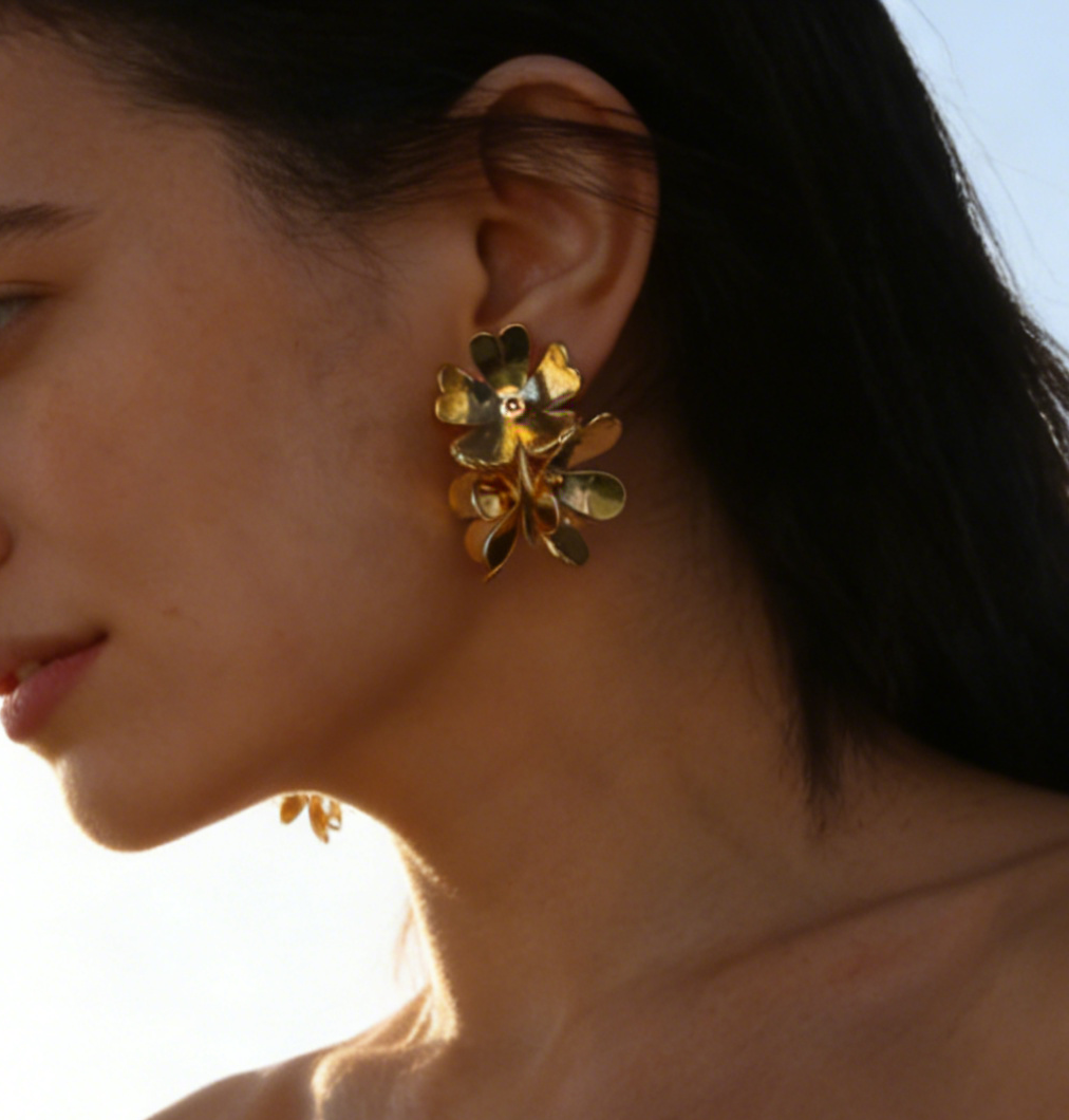 Statement Oversize Flower Petal Hoop Earrings