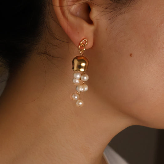 Canterbury bell freshwater pearl earrings