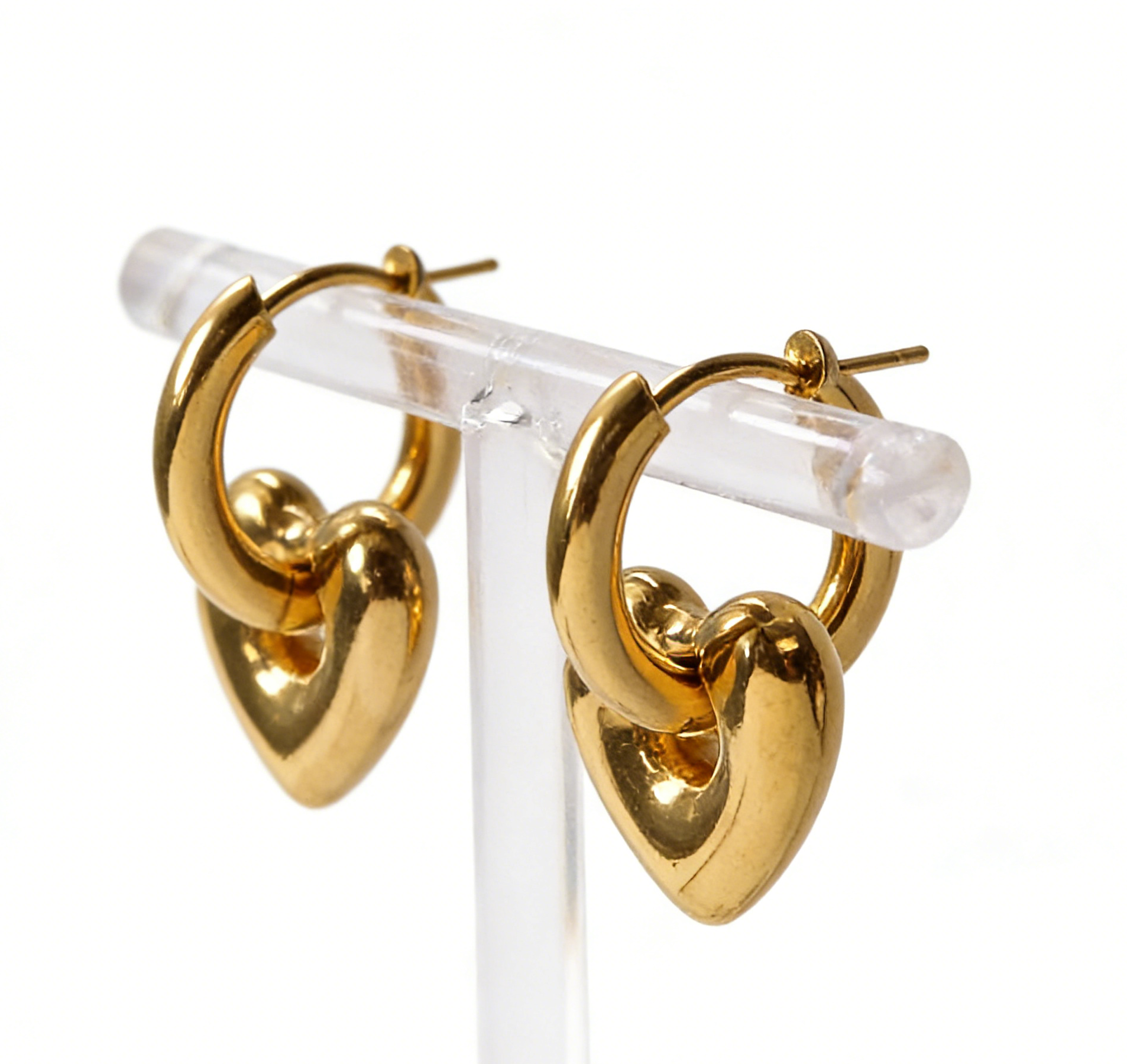 Carys gold plated heart huggie hoop earrings