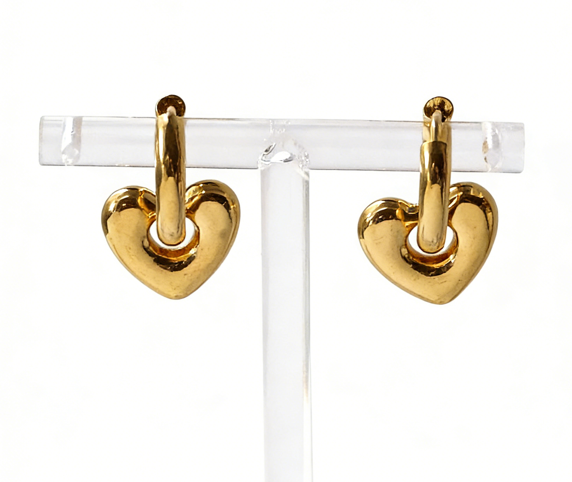 Carys gold plated heart huggie hoop earrings