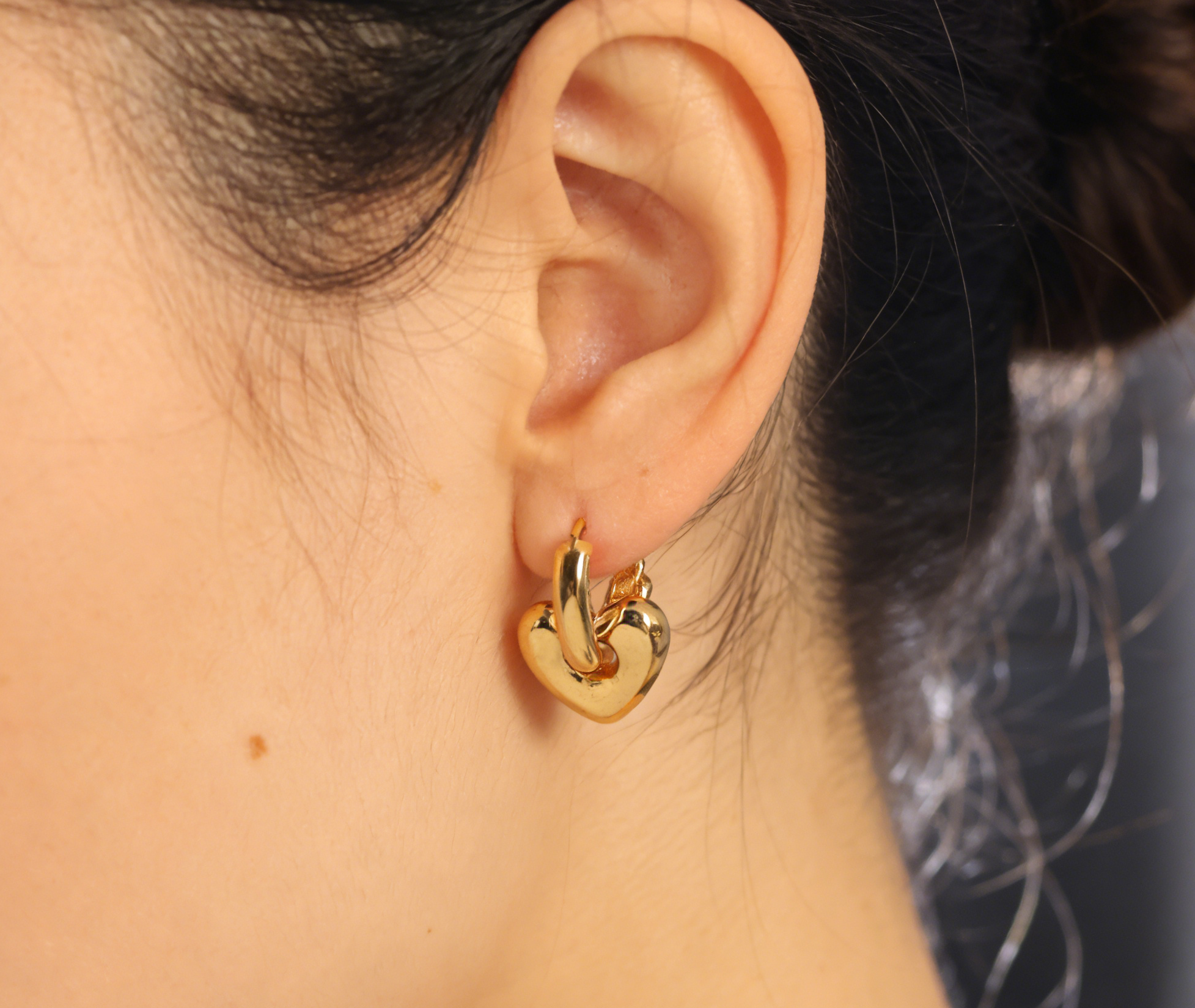 Carys gold plated heart huggie hoop earrings