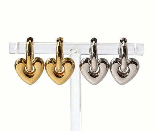 Carys gold plated heart huggie hoop earrings
