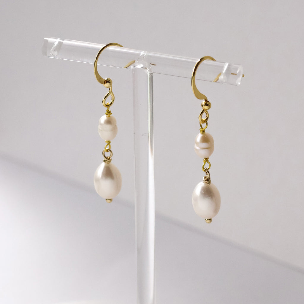 Ella pearl drop earrings handmade with fish hook