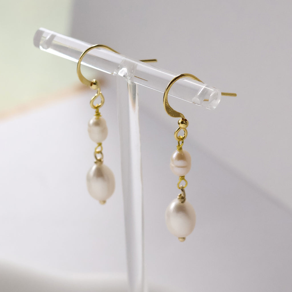 Ella pearl drop earrings handmade with fish hook