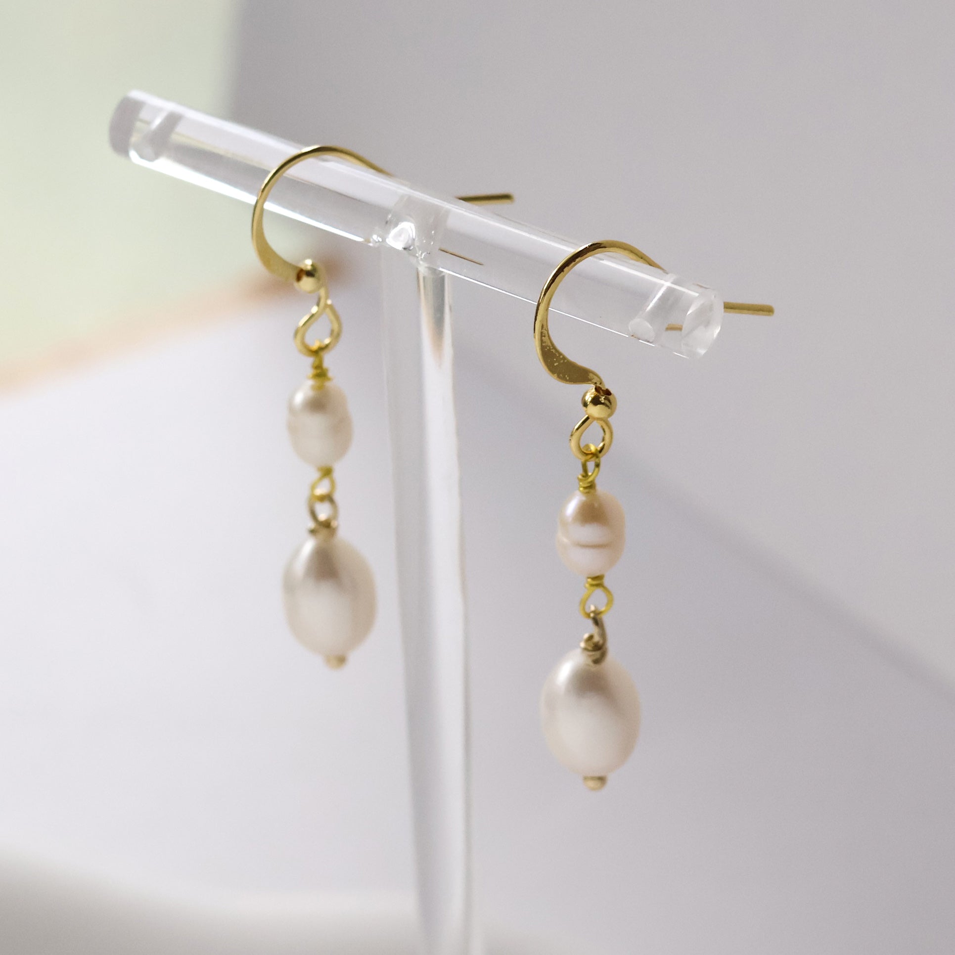 Ella pearl drop earrings handmade with fish hook