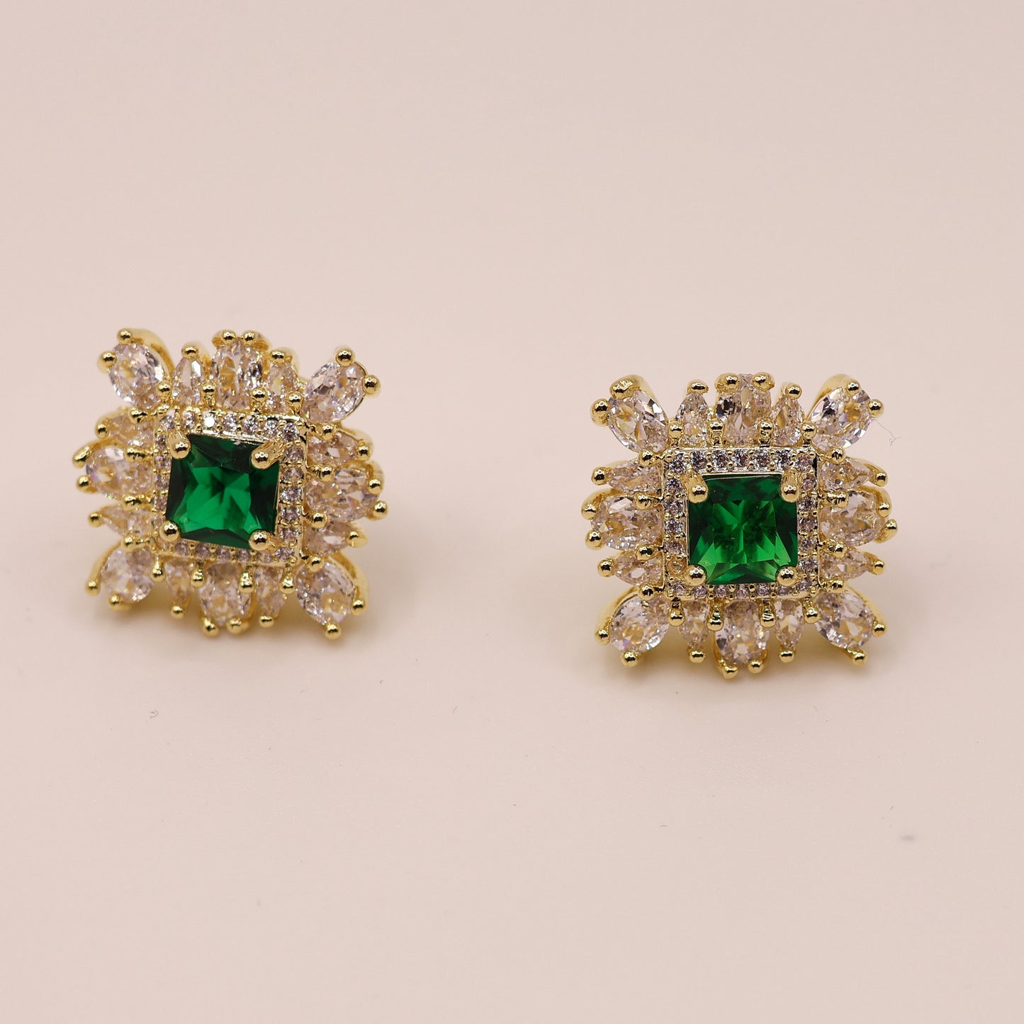 Square cubic zirconia stud earrings