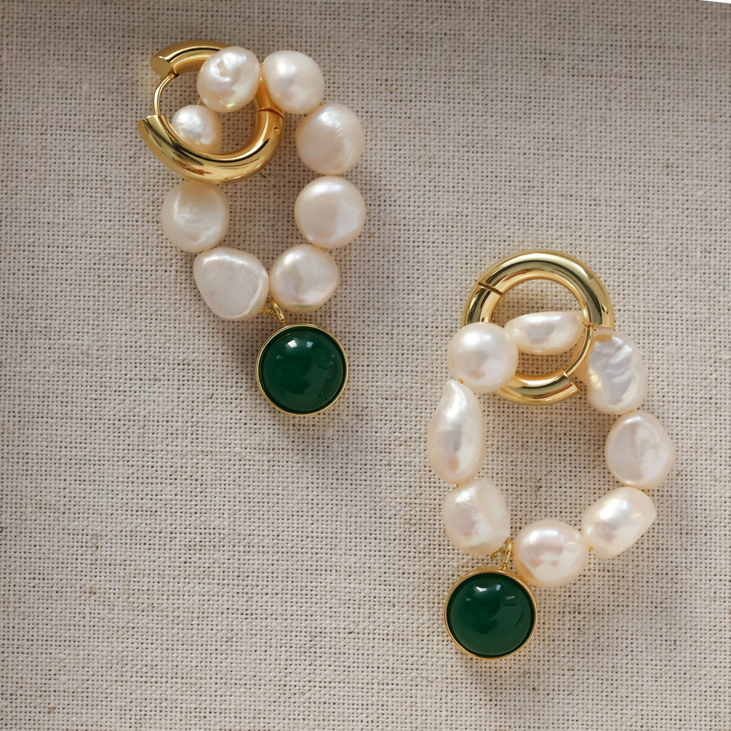 Celeste Huggie Baroque Pearl Earrings handmade