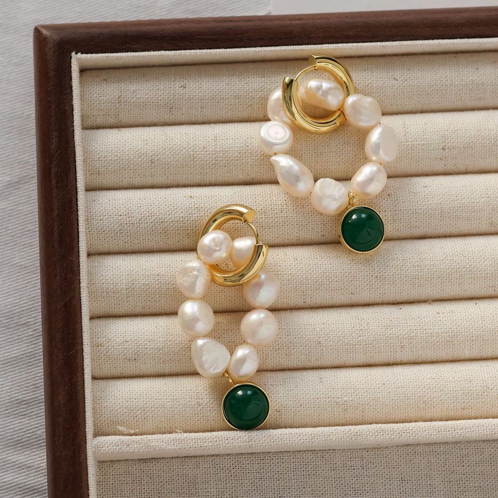 Celeste Huggie Baroque Pearl Earrings handmade