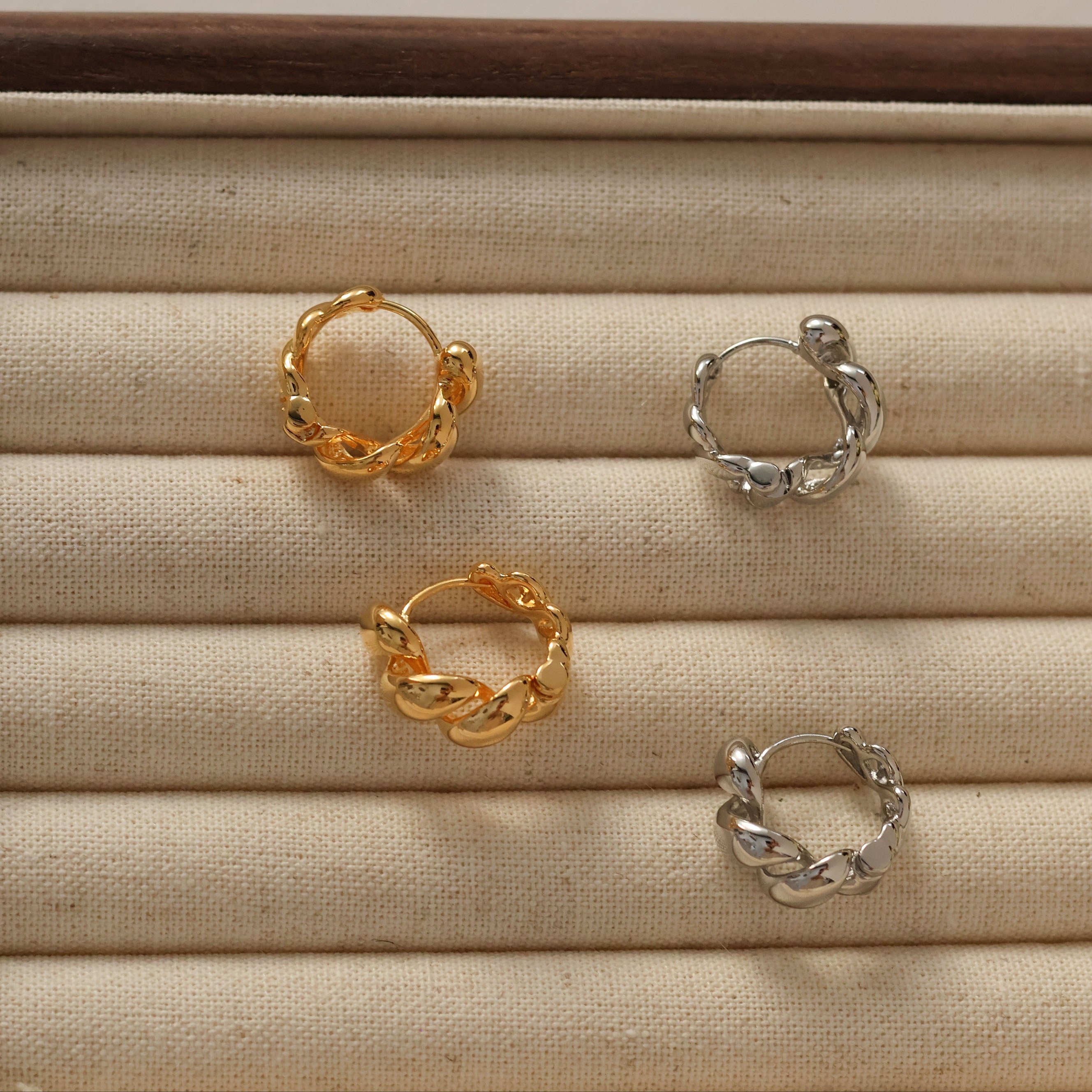 Quinn Gold Plated Twisted Huggies