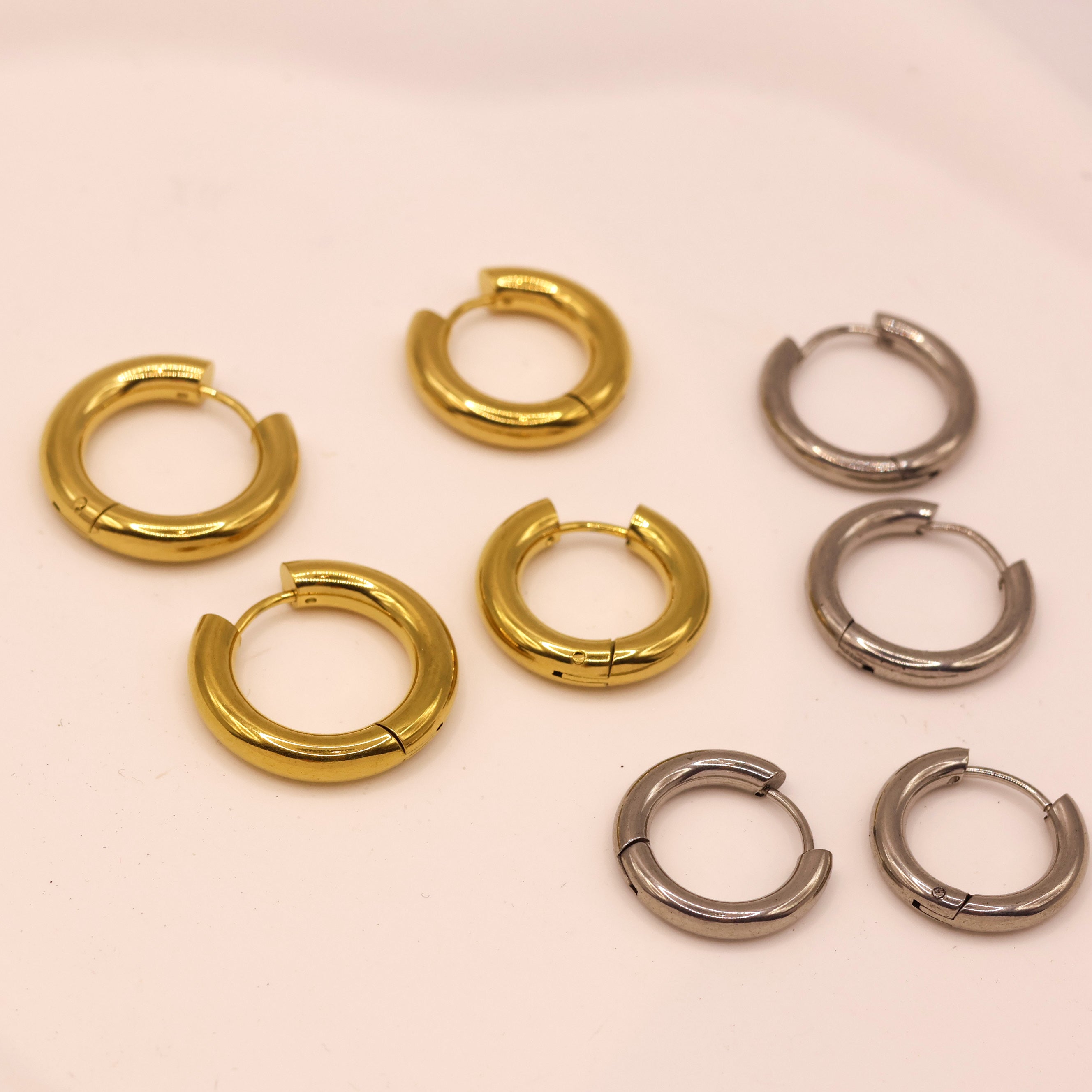 Minimalist gold plated huggies