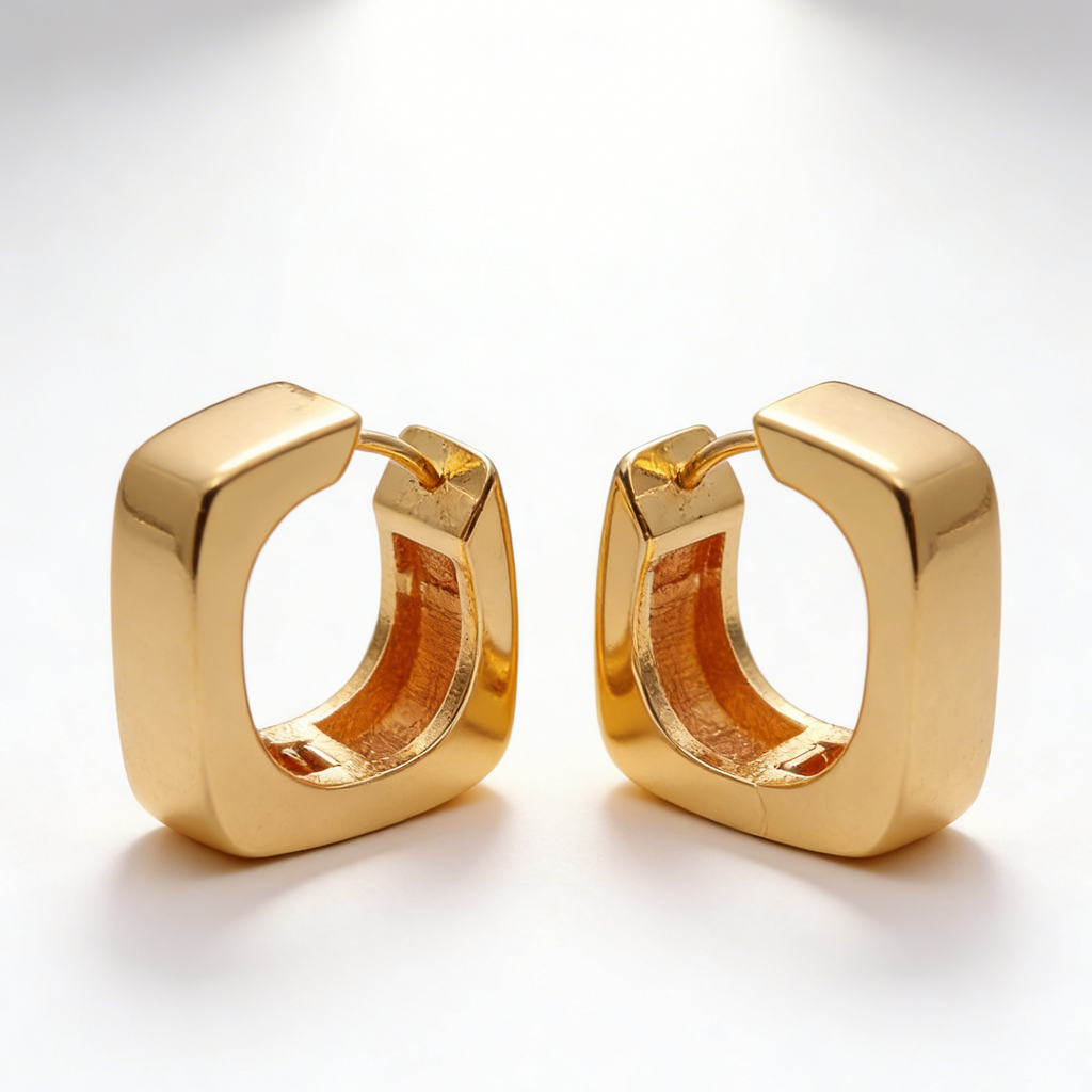 Tessa 18k gold plated chunky huggie earrings