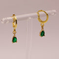 Sadie gold plated huggies earrings with emerald zircon
