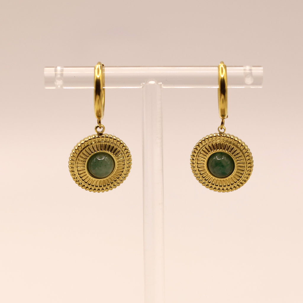 Jade huggies earrings