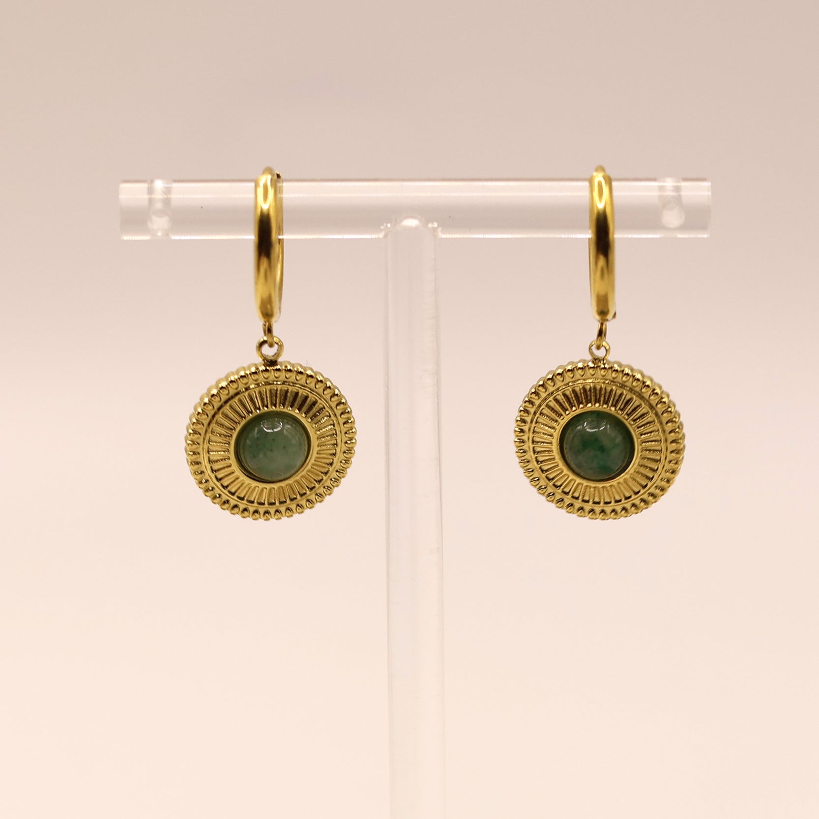 Jade huggies earrings