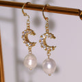 Luna pearl earrings with cubic zirconia