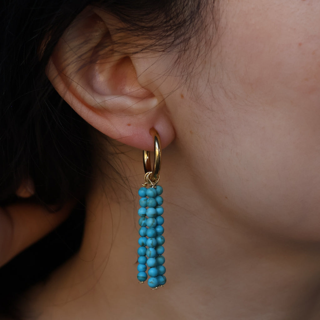 Turquoise Tassel Hoops handmade