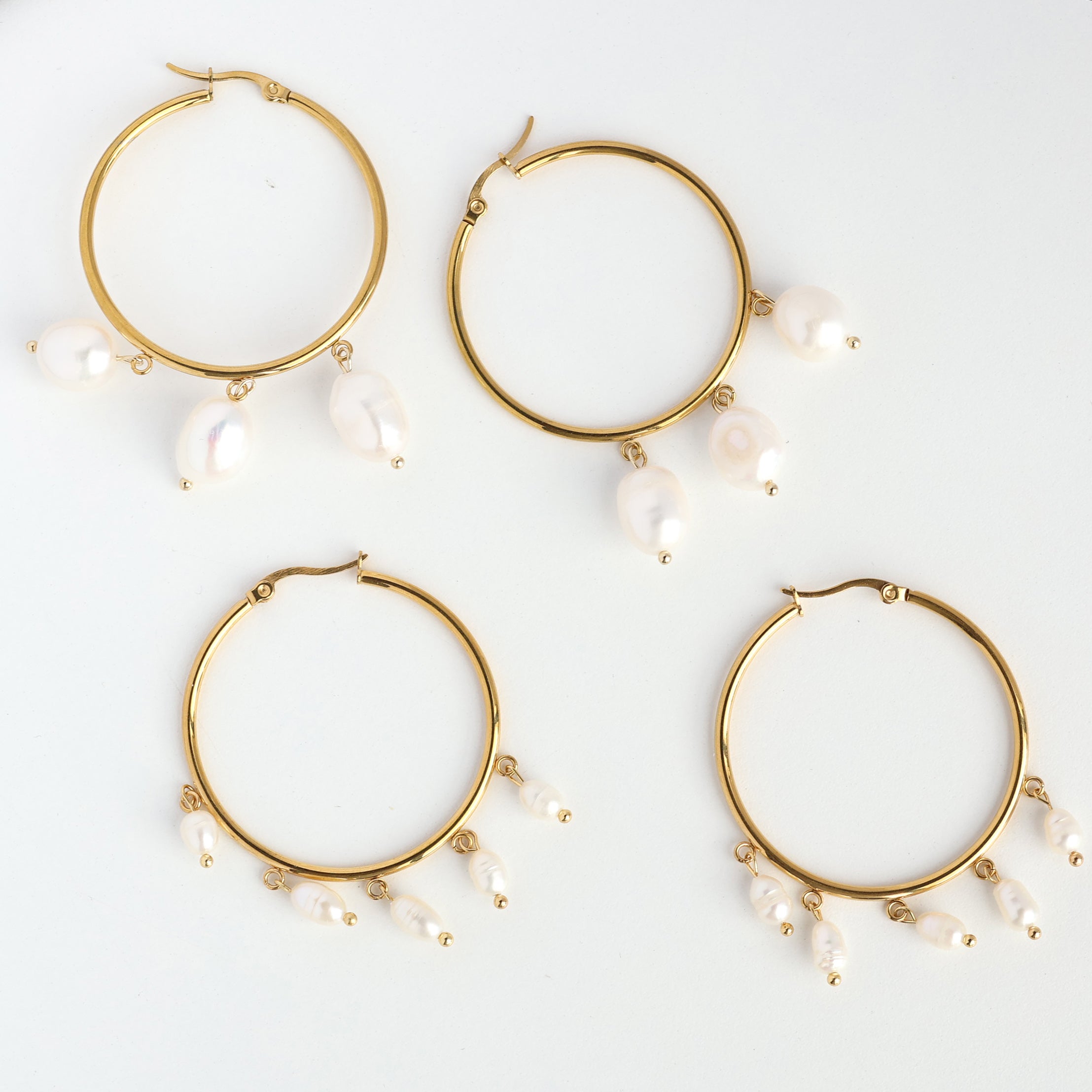 Valerie gold plated hoop earrings with pearls