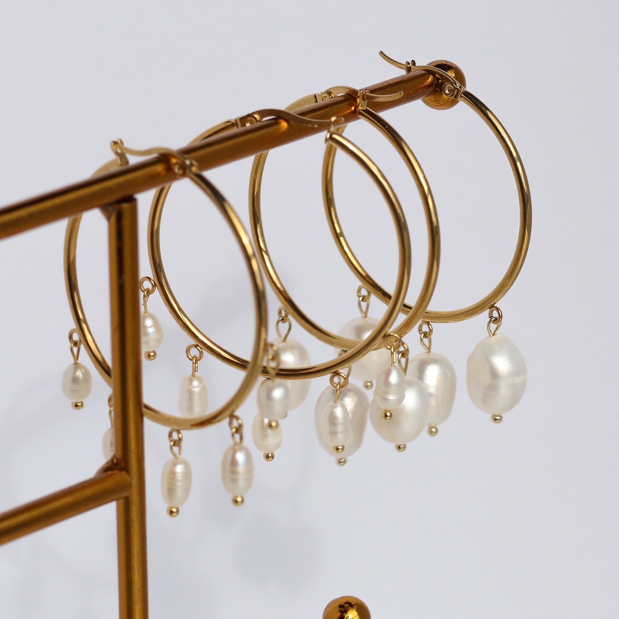 Valerie gold plated hoop earrings with pearls