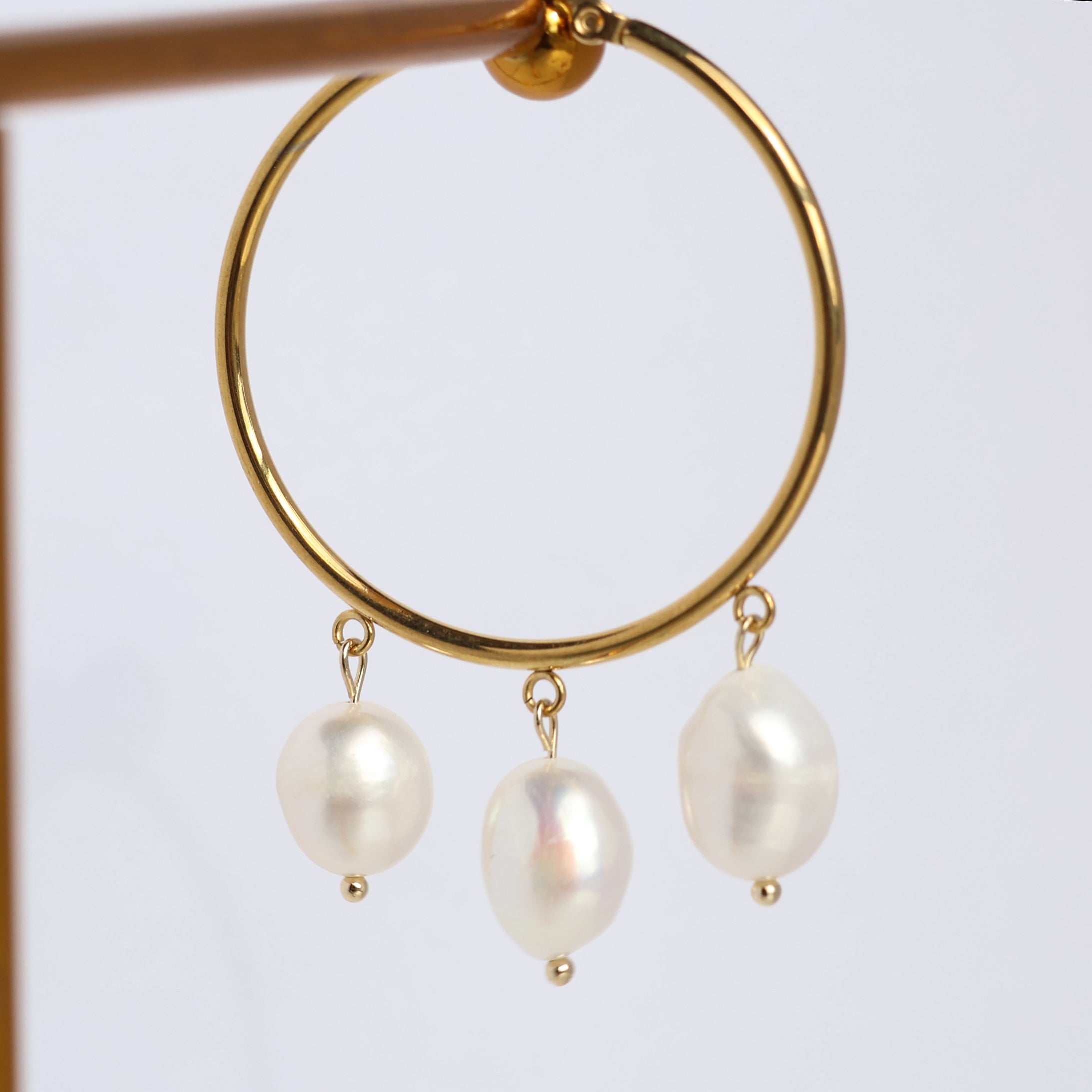 Valerie gold plated hoop earrings with pearls