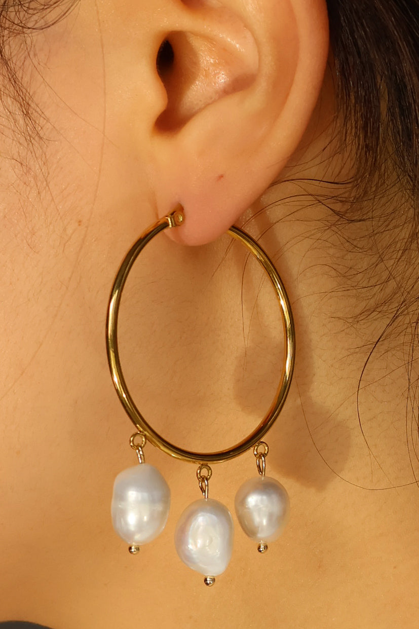 Valerie gold plated hoop earrings with pearls