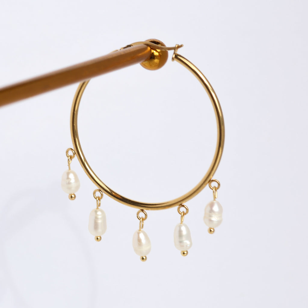 Valerie gold plated hoop earrings with pearls