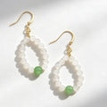 Isla | White Jade & Green Aventurine Beaded Teardrop Hoop Earrings