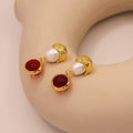 Ruby Glaze Earrings with freshwater pearl