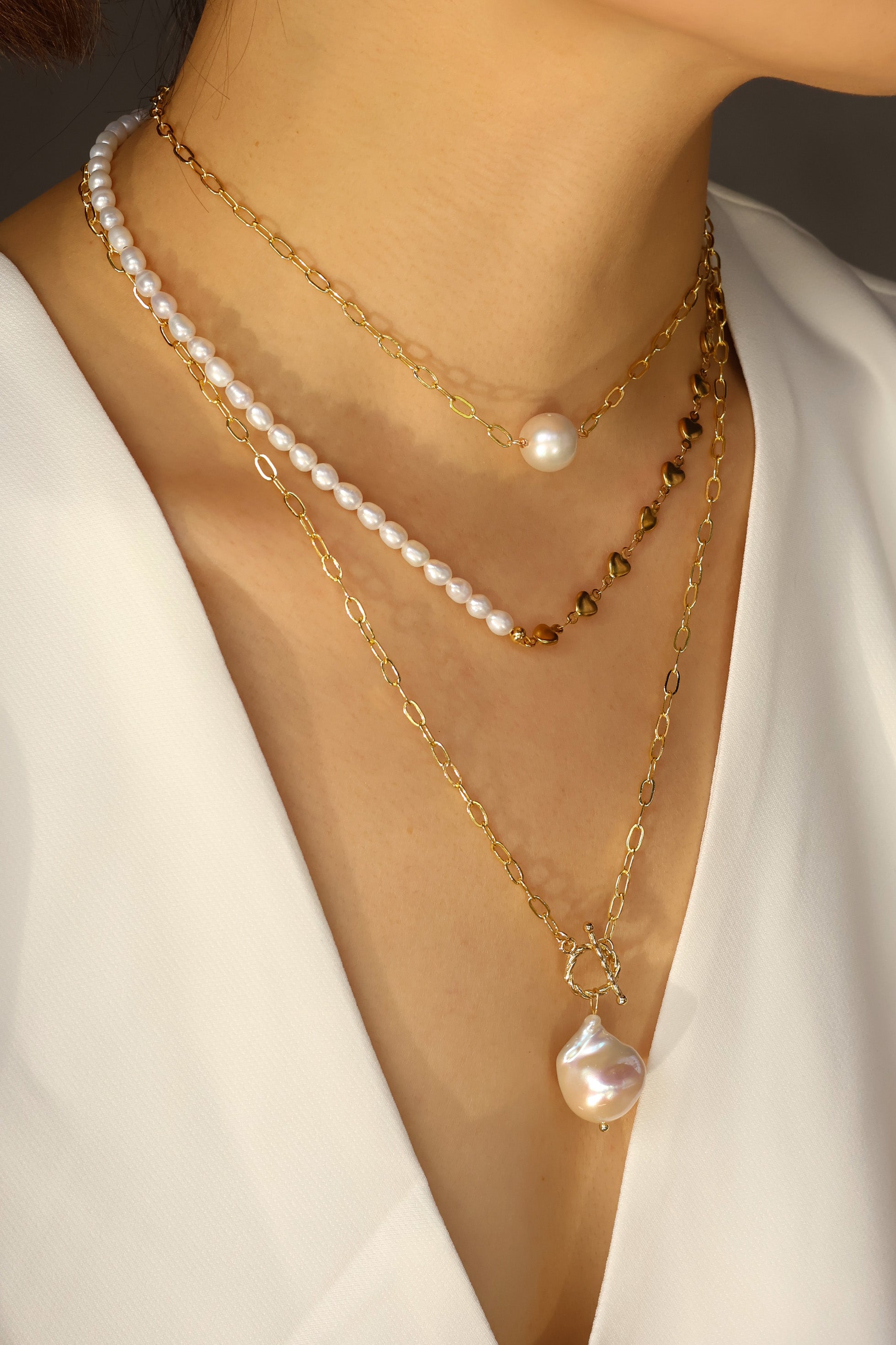 Eka pearl necklace gold plated