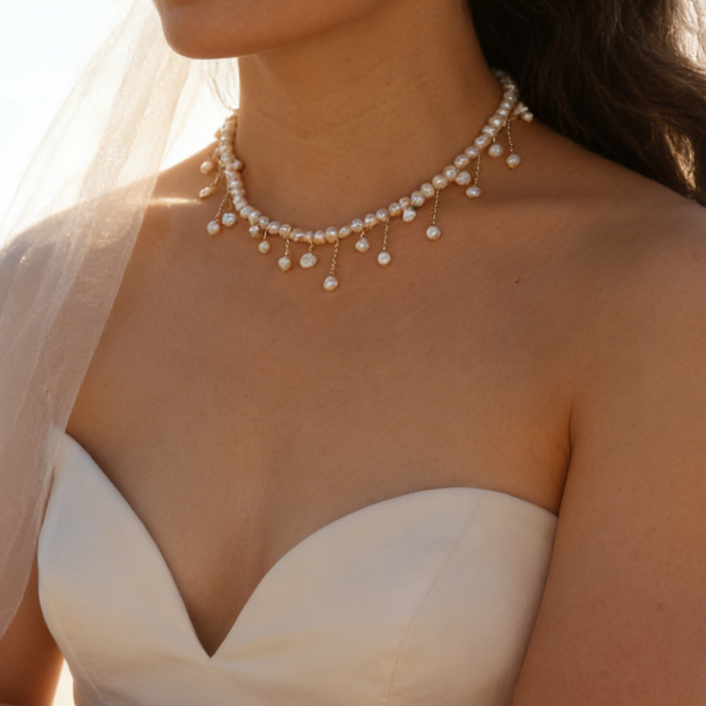 Elene Bridal Pearl Necklace Handmade for wedding prom