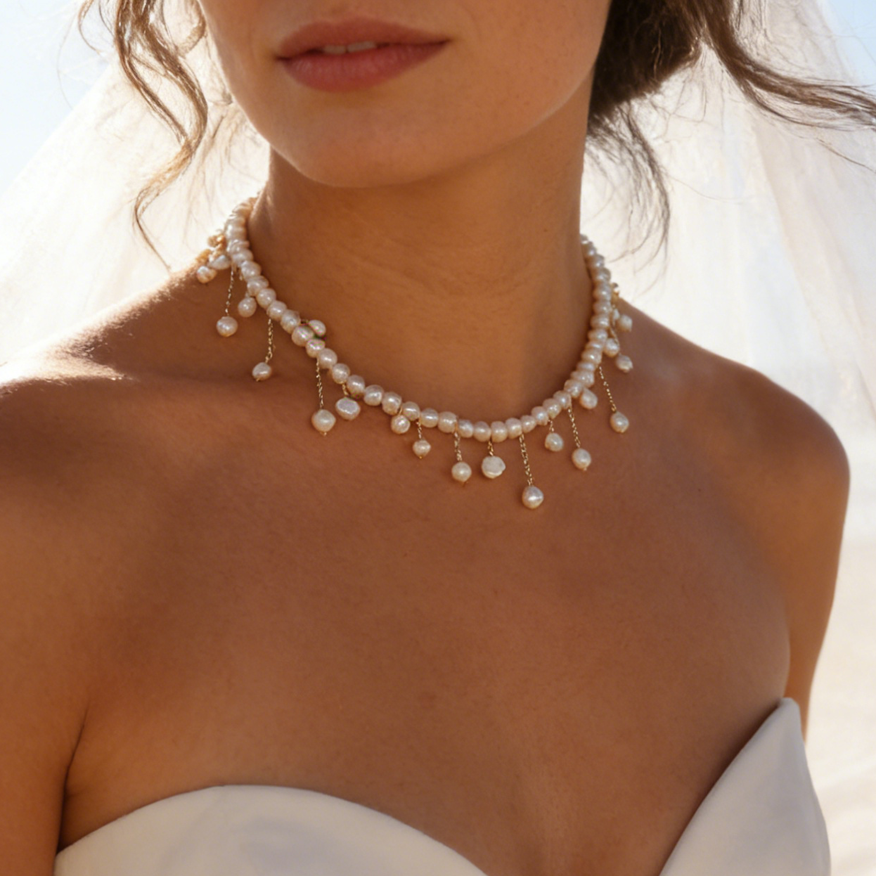 Elene Bridal Pearl Necklace Handmade for wedding prom