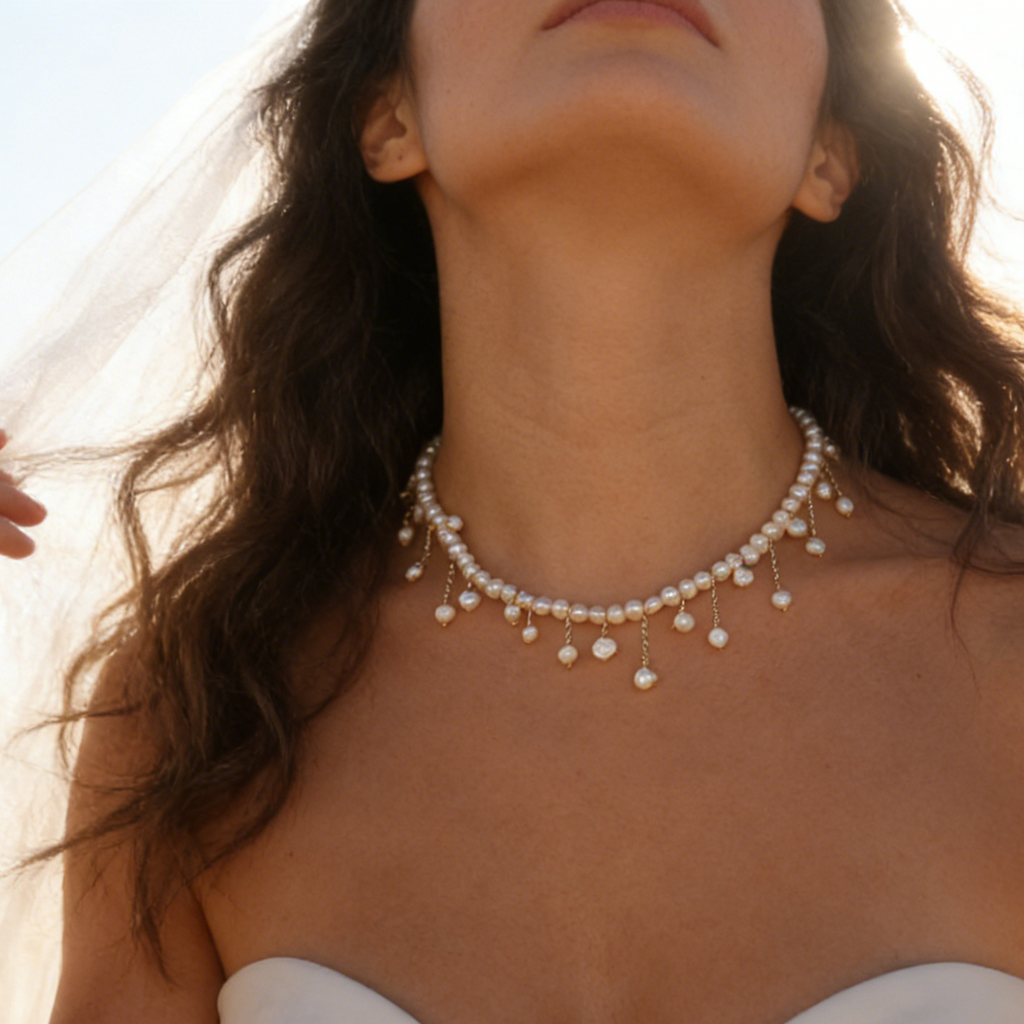 Elene Bridal Pearl Necklace Handmade for wedding prom