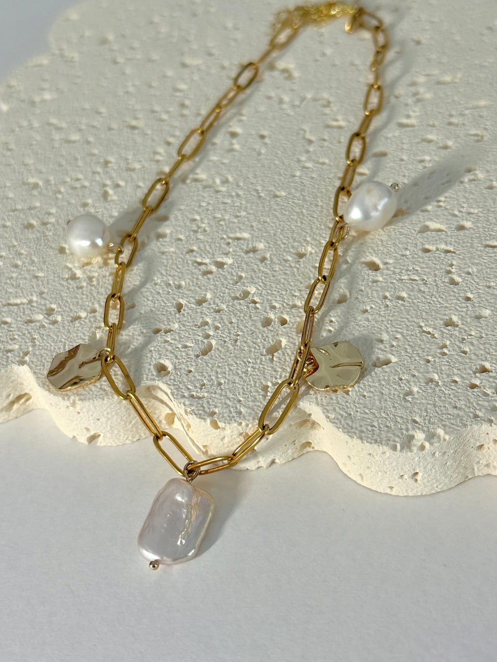 Pearl Charm Link Necklace