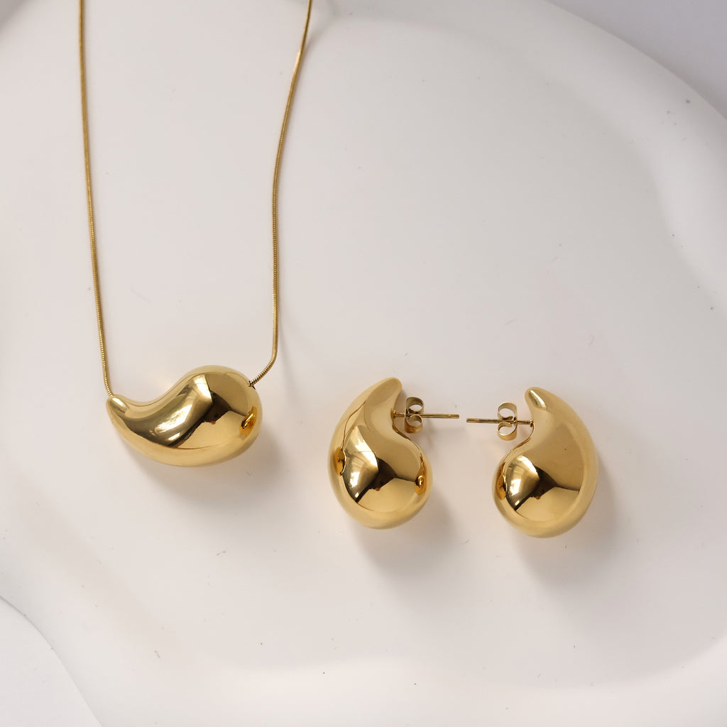 Gold plated water drop  stud earrings