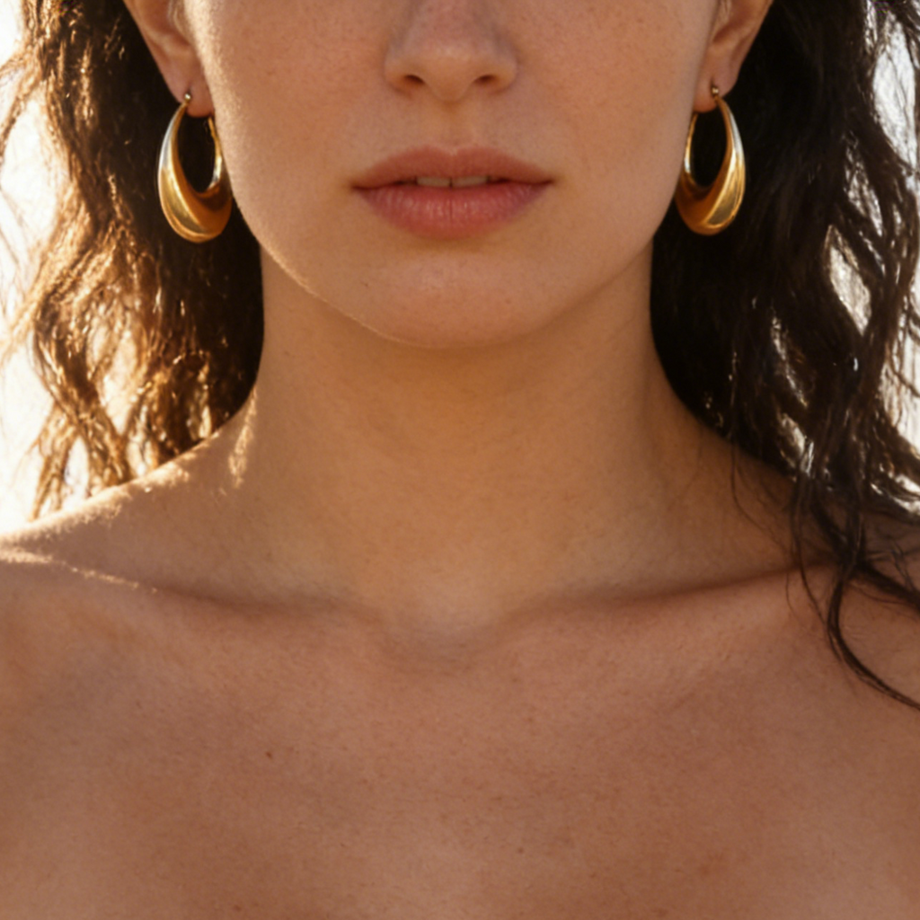 Lucy Statement gold plated huggies earrings