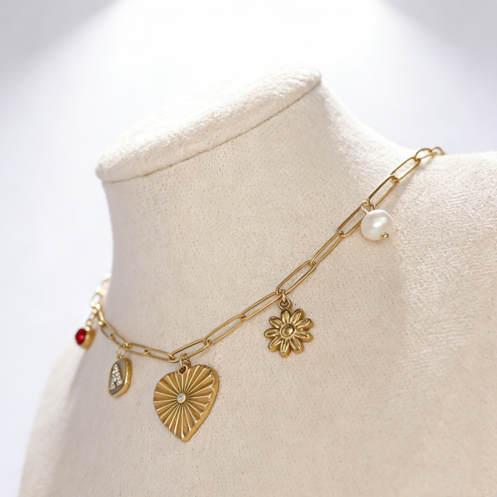 Golden Love Charm Necklace