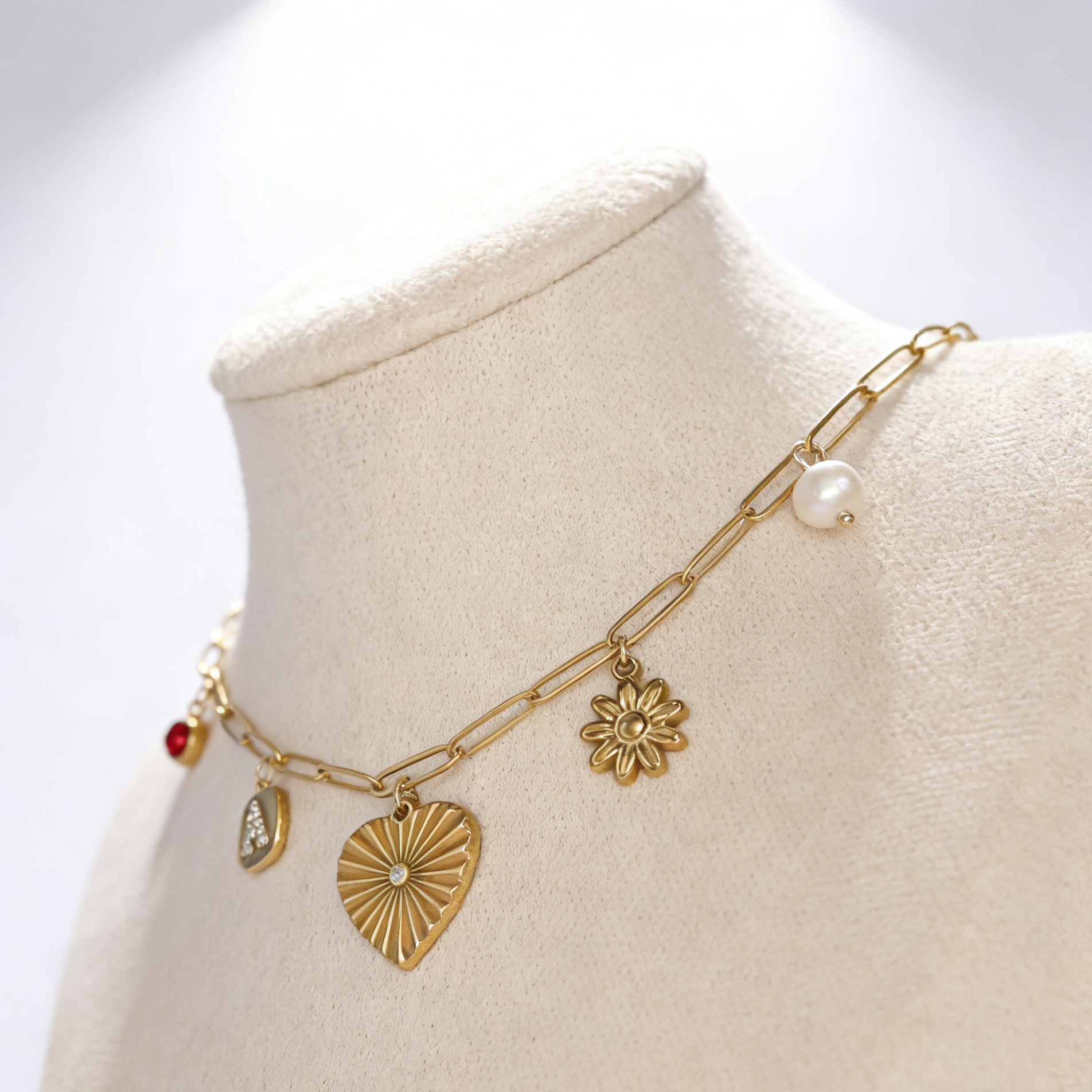 Golden Love Charm Necklace