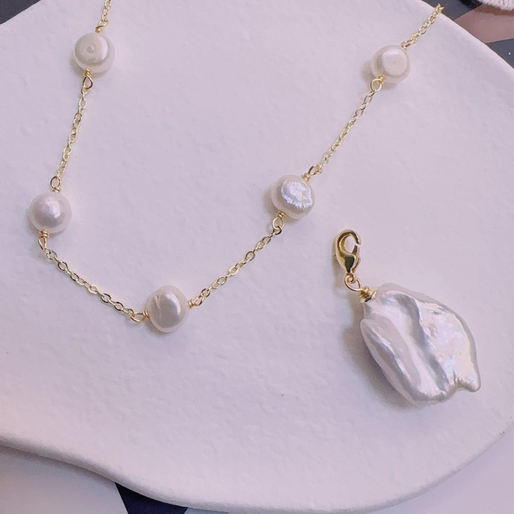 Gwen freshwater pearl long necklace handmade