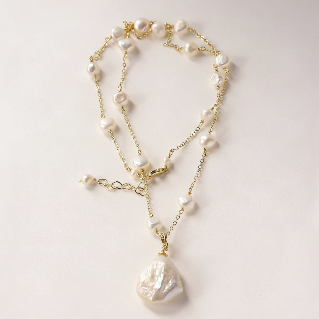 Gwen freshwater pearl long necklace handmade