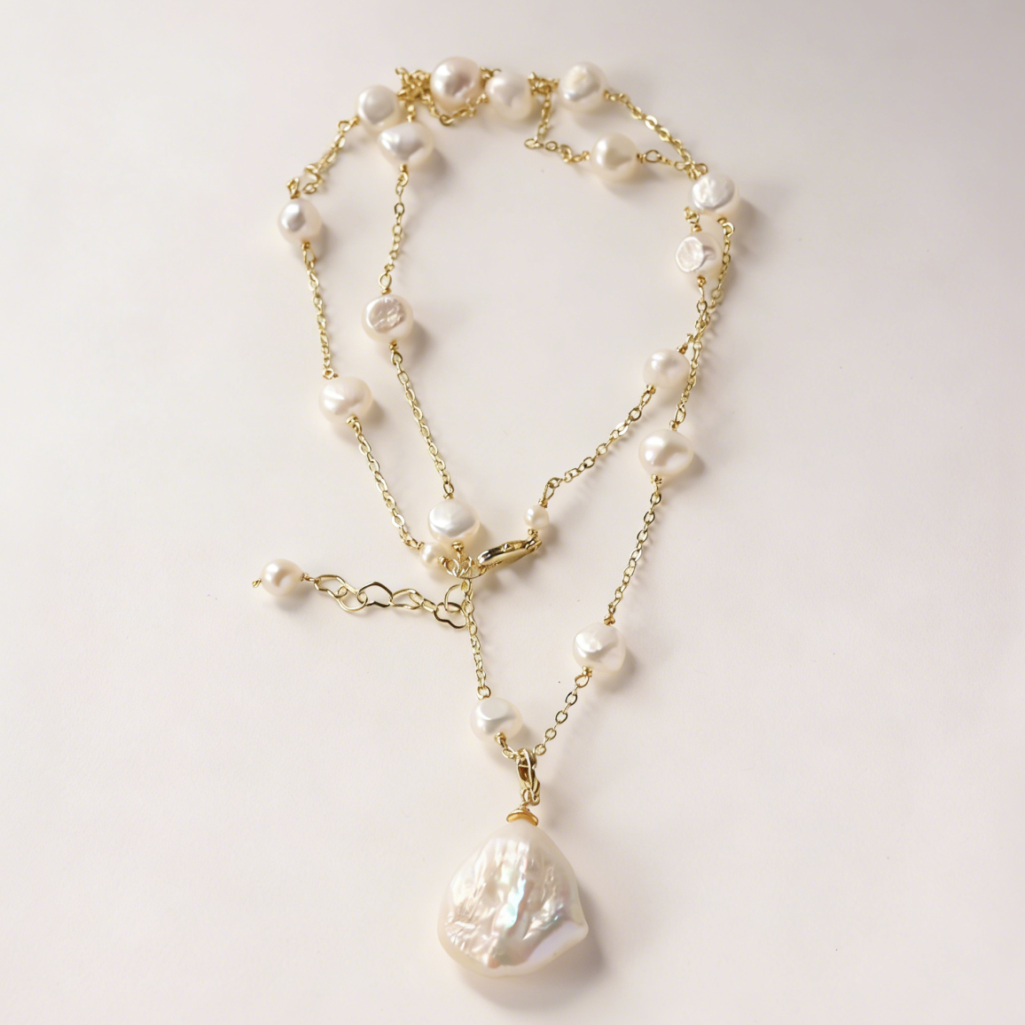 Gwen freshwater pearl long necklace handmade
