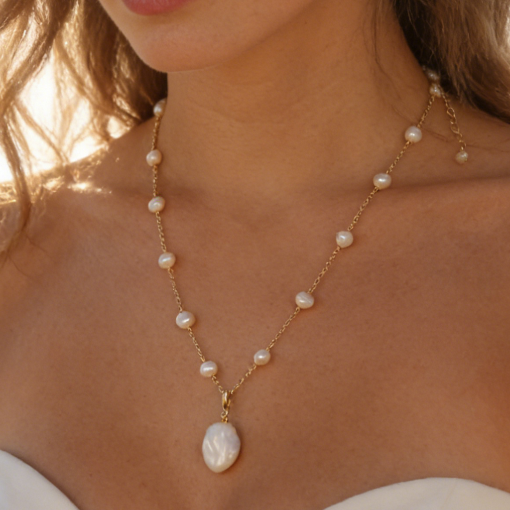 Gwen freshwater pearl long necklace handmade