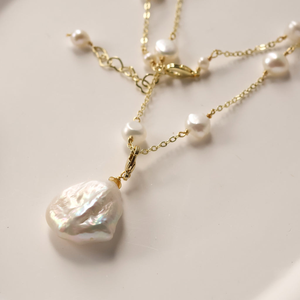 Gwen freshwater pearl long necklace handmade