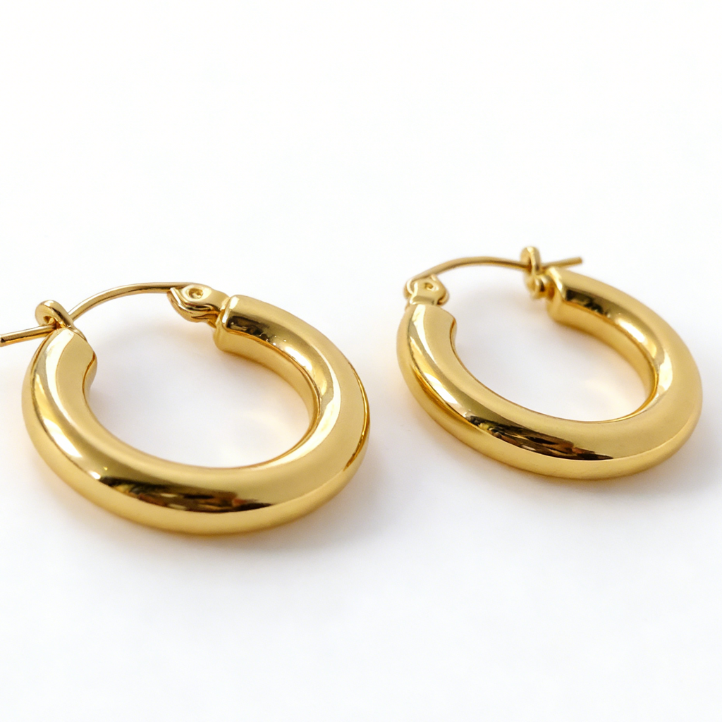 Kaylee Textured Hoops Gold Plated