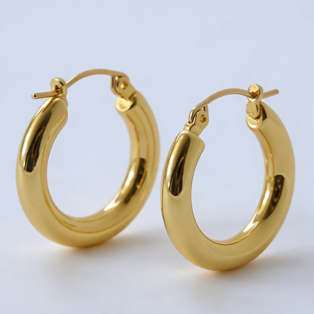 Kaylee Textured Hoops Gold Plated