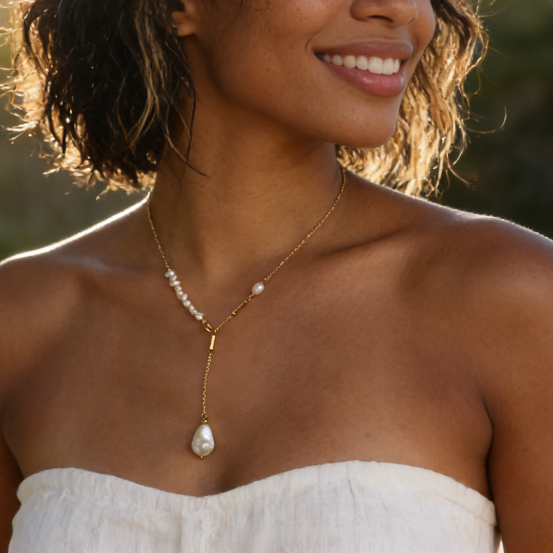 Maisie handmade necklace with freshwater pearl