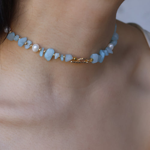 Aquamarine Bliss Choker Necklace handmade
