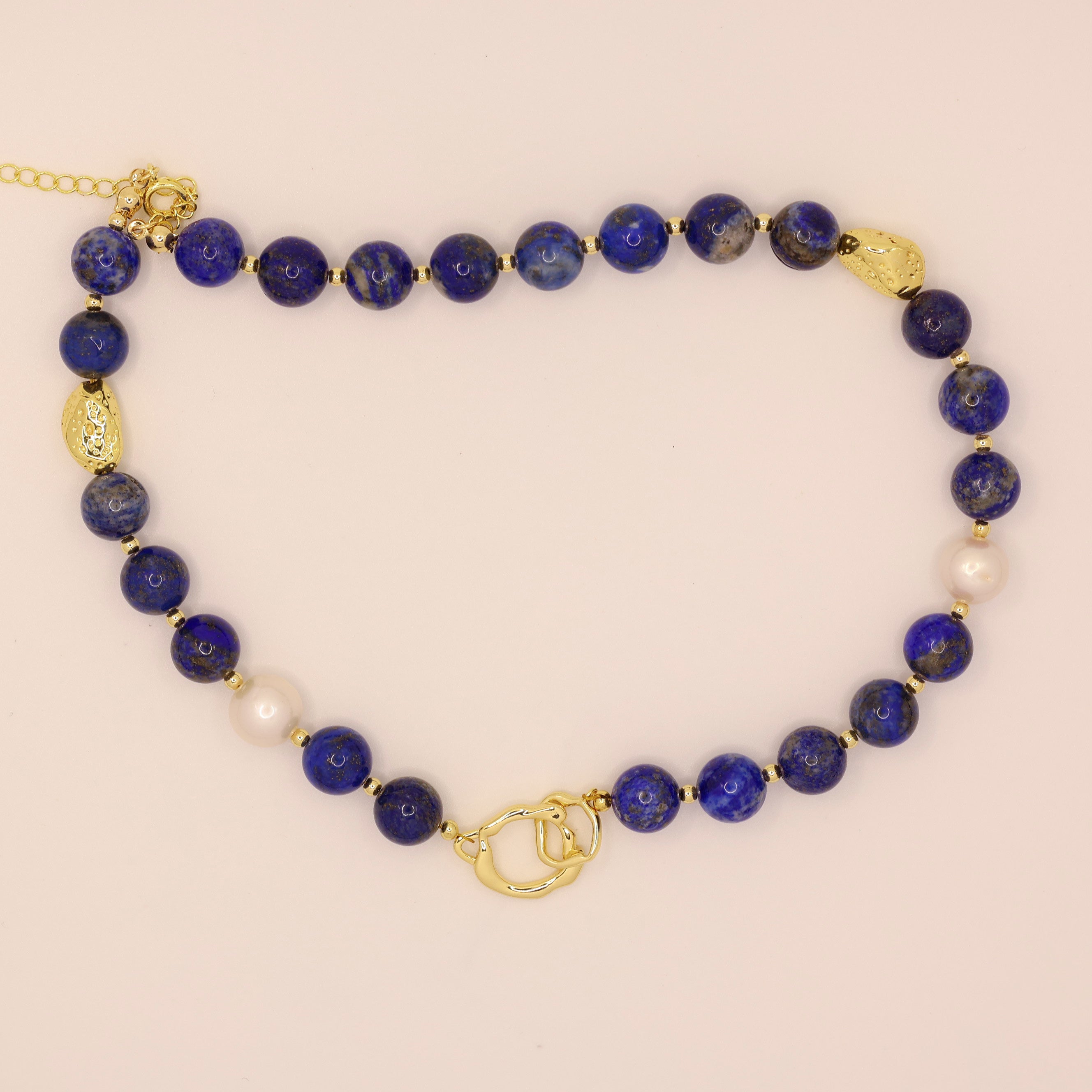 Athena Natural Lapis Lazuli Necklace with Freshwater Pearl