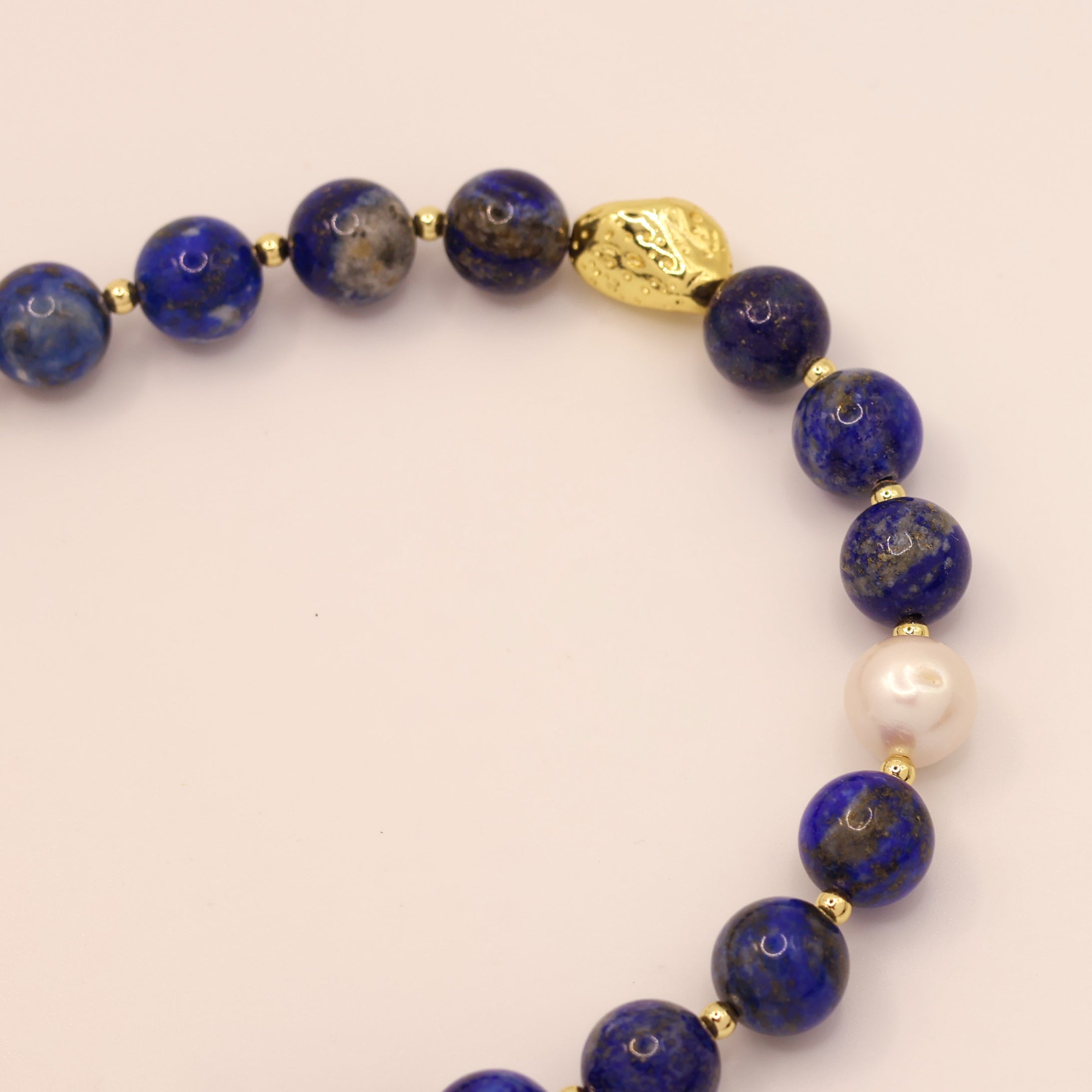 Athena Natural Lapis Lazuli Necklace with Freshwater Pearl